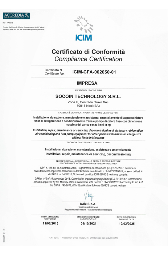 socoin anteprima certificazione f gas
